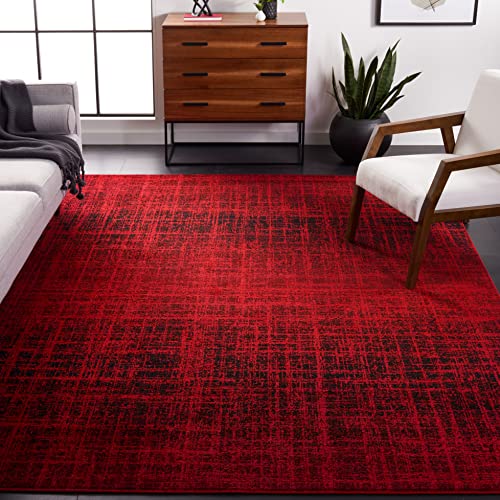 SAFAVIEH Area Rug 8x10 - Adirondack Collection - Large - Red & Black, Modern Abstract Design, Non-Shedding & Easy Cleaning, Ideal for Living Room, Bedroom, Office, Dining Space (ADR116F)
