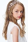 Coucoland Flower Girl Fairy Headpiece - Rose Gold Leaf Girls Toddler Crown Hair Piece Vine Prom Bridal Wedding Accessories Crystal Tiara for Women