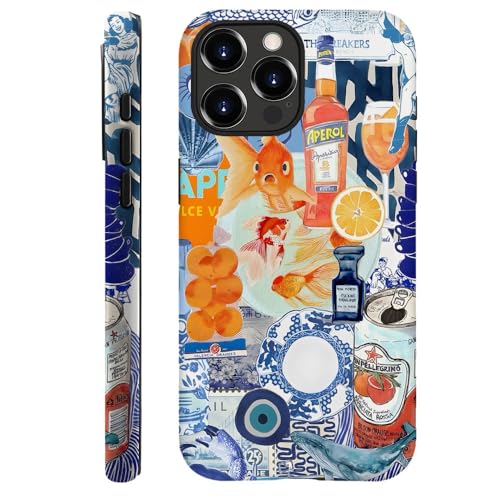 Generic Compatible with for iPhone 16 Pro,Fish European Collage Blue Phone Case for Girl Women Boy Men,Scratch Resistant Shockproof Cover Phone Case for iPhone 16 Pro