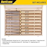 HURRICANE 8pc Wood Lathe Chisel Set Wood Turning Tools Wood Lathe Tools HSS Turning Tools for Woodworking with Wooden Box - Perfect Tools for Precision Cutting and Smooth, Detailed Projects