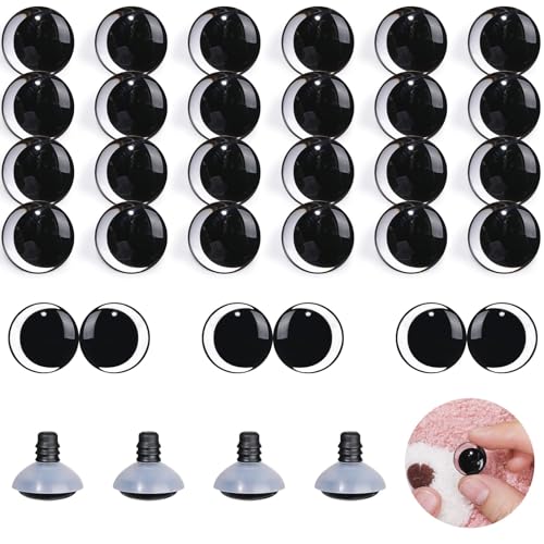 MUCUNNIA 100PCS 14mm Moon Safety Eyes for Crocheting with Washers Clear Safety Eyes for Amigurumi 3D Moon Crochet Eyes Doll Eyes for Animals Teddy Bear Crochet Toy