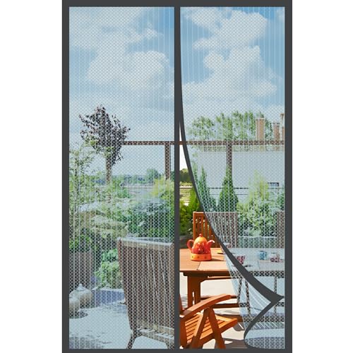 Magnetic Screen Door，Screen Door Mesh，Keep Bugs Out, Heavy-Duty Mesh Curtain,Pet and Kid Friendly, Works with Front Doors, Sliding Doors（36 x 80 Inches Gray