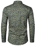 JOGAL Mens 70s Floral Dress Shirt Long Sleeve Printed Casual Button Down Shirts X-Large Navy Yellow