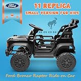 ENYOPRO 12V Licensed Ford Bronco Raptor Ride On Truck Car for Kids, Electric Play Car Ride-On Toy w/Parent Remote Control, 4-Wheel Suspension, Bluetooth Music, LED Lights, Ideal Kids Car Gift (Black)