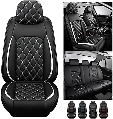 COFUNU Car Seat Cover Full Set Leather Waterproof, for VW Jetta MK6 2012-2017, Universal Breathable 5-Seat Car Seat Covers All Weather to Fit Most Cars(White)