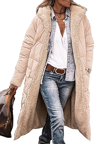 PRETTYGARDEN Women's 2025 Winter Fashion Clothes Oversized Shearling Fleece Long Coats Jackets (Beige,Small)