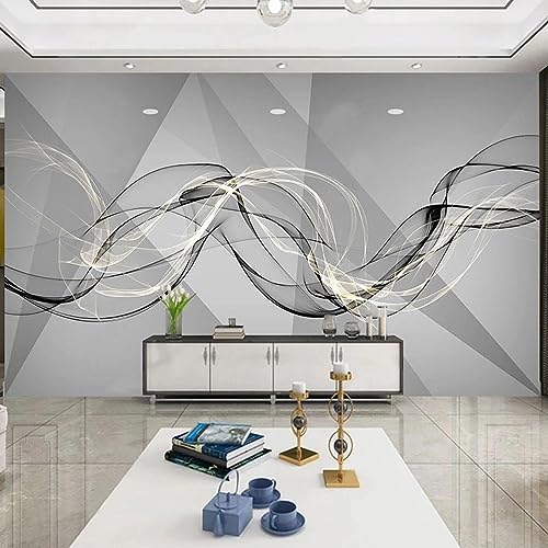 Simple Lineswall Mural Decal,Fashion Style3D Print Peel and Stick Self-Adhesive Wallpaper Removable Wall Decor Sticker for Living Room Bedroom TV and Sofa Background,250X175cm/98X69inches (WxH)