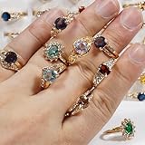 YITANA Fashion Wholesale Lots 100pcs,Bulk Rings Colorful Rhinestone Ring for Boutique Resale (100PCS)