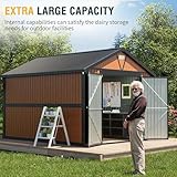 10x12 Ft Outdoor Storage Shed, Extra Large Metal Shed with Lockable Doors, 2 Windows, Outside Steel Tiny House Ideal for Garden, Backyard, Patio Utility, Tool Storage, Chicken Coops