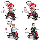 Radio Flyer Ultimate All-Terrain Stroll 'N Trike, Kids and Toddler Tricycle, Red Toddler Bike, For Ages 9 Months - 5 Years, Air Tire