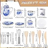 Zhanmai 47 Miniatures Dollhouse Kitchen Accessories Miniature Porcelain Tea Cup Set, Metal Pots and Pans Include 16 Mini Doll Plates Knife Fork Spoon, 6 Egg Beater Utensil, 10 Stovetop Cookware