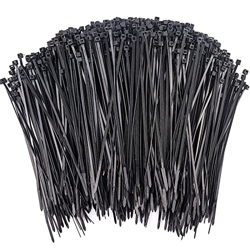 1000 Pcs Black Zip Ties, 4 Inch Small Self-Locking Nylon Cable Ties, Premium Thin Plastic Wraps Wire Ties for Indoor and Outdoor