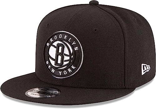 New Era Unisex-Adult NBA 9FIFTY Team Color Primary Logo Adjustable Snapback Hat Cap One Size Fits All - Brooklyn Nets Black