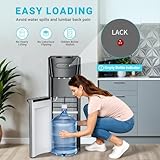 Manastin Bottom Loading Water Cooler Dispenser Hot Cold & Cool Water Dispenser for 3 or 5 Gallon Bottles, Empty Bottle Indicator, Child Safety Lock, Ideal for Office, Home, Living Room, Luxury Black