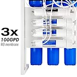 iSpring RCB3P Reverse Osmosis RO Water Filtration System, 300 GPD, Tankless, for Residential and Light Commercial Usage,TDS Reduction, with Booster Pump and Pressure Gauge