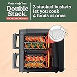 Ninja SL401 DoubleStack XL 2-Basket Air Fryer, DoubleStack Technology Cooks 4 Foods at Once, Compact Design, 10 QT, 6-in-1, Smart Finish & Match Cook, Air Fry, Broil, Bake, Easy Meals, Easy Clean,Grey