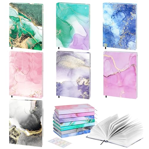 MoKo Book Cover, Stretchable Reusable Jumbo Book Cover Protector for Textbook Hardcover Books up to 9 x 11 in, Fabric Books Sox, Back to School Supplies, 7 Pcs, Marble Pattern