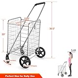 Wellmax WM99024S Grocery Utility Shopping Cart, Easily Collapsible and Portable to Save Space and Heavy Duty, Light Weight Trolley with Rolling Swivel Wheels