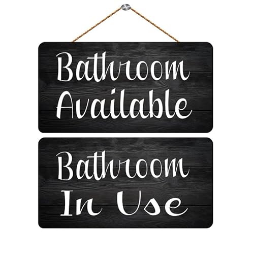 RIFOSA Bathroom Available In Use Choose Hanging Wooden Sign Plaque, a Meeting for Office Door Room Home Study, 12 x 6 Inch, 12x6IN, wood