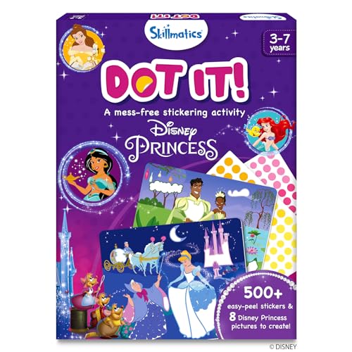 Skillmatics Art Activity - Dot It Disney Princess, Easter Basket Stuffers, No Mess Sticker Art for Kids, Craft Kits, DIY Activity, Gifts for Girls & Boys Ages 3, 4, 5, 6, 7, Travel Toys for Toddlers