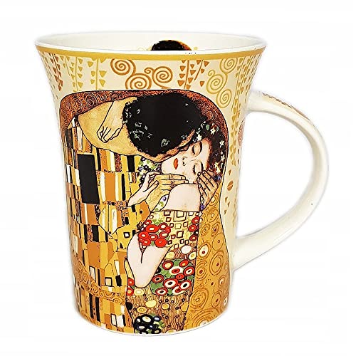Porcelain Awakening Mug Adam and Eve by G.Klimt Porcelain Mug in a Gift Box 11.84 fl oz. (350 ml) Tea Cup Coffe for Parties (Kiss by G.Klimt)