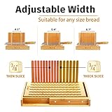 Bread Slicer for Homemade Bread, Adjustable Thickness and Width Slicing Guides, Plug in Slicer Guide Design, with Crumb Tray, Damascus steel pattern knife, for Cakes, Bagels