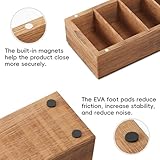 AXEFUN Business Card Holder with 20 Index Cards, Wooden Business Card Organizer, Large Capacity Business Card Storage Box for 600 Cards, 5 Compartments Wood Businee Card Box for 2.2" x 3.5" Cards