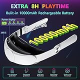 Saqico Head Strap with Battery for Oculus Quest 2, 10000mAh Battery Pack Extend 8H Playtime, Fast Charging VR Power, Adjustable Elite Strap Replacement Accessories for Oculus/Meta Quest 2