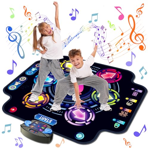 【Upgraded】KIZJORYA Dance Mat for Kids, Electronic Light-up Dance Pad with Wireless Bluetooth 5 Speeds 9 Levels, Dancing Mat for Toddlers Music Game Dance Toy for Girls Boys 3 4 5 6 7 8 9 10+ Year Old