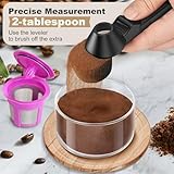 Coffee Scoop & Funnel for Reusable K Cup Refillable Coffee Pods, Coffee Measuring Spoon 2 Tablespoon Capacity, Scoop with Funnel for Ground Coffee, Protein Powder, Tea (2 Pack)