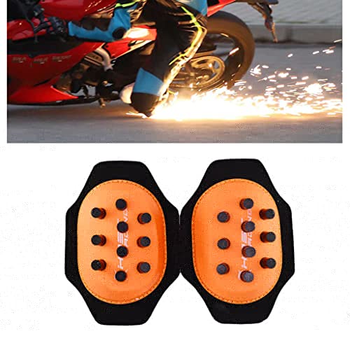 IOOOFU 2Pcs Durable Motorcycle Knee Pad Slider Spark Grinding Bag with 12/20 Firepower Point Pants Grinding Bag - Orange