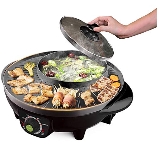 LIVEN Electric Shabu Shabu Hot Pot with BBQ Multifunctional Electric Skillet 120V