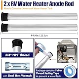 5Pack RV Water Heater Anode Rod & Flush Wand & Element Socket - 9.25"L x 3/4"NPT Thread Magnesium Rod for Suburban, Mor-Flo, Camper Hot Water Tank Cleaning Rinser with Dual Hex Wrench Removal Tool