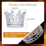 EBOOT 48 Pcs Crown Tealight Candle Holders, Glass Votive Holders Clear Tealight Crystal Votive Candle Stand for Wedding Valentines Day Table Centerpieces Home Decor(Clear)