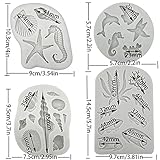 4PCS Marine Theme Fondant Silicone Mold Seaweed Sea Fish Crab Coral Conch Sea Shells Shape DIY Handmade Baking Tools