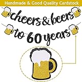 60th Birthday Decorations, 60 Years Anniversary Decorations Cheers to 60 Years Banner, 60 Sign Latex Balloon, 32 Inch Number 60 Gold Foil Balloon Cheers Cup Foil Balloon for 60 Birthday Wedding Party