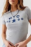 Y2k Aesthetic Graphic Baby Tees for Women Tight Short Sleeve Crop Tops 90s Teenagers Shirt Clothing Summer 2025 (Letter Light Grey, M)