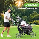 EASEGO Golf Push Cart 3 Wheel : Golf Bag Cart Foldable with Phone/Cup/Umbrella Holder Compact Golf Pull Carts Quick Fold Golf Caddy Push Carts with Large Wheelbase for Different Terrain (Gray)