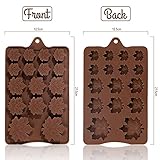 Whaline 4 Pack Fall Silicone Maple Leaves Mold 3 Size Autumn Fondant Resin Mould Brown Leaf Shape Coffee Candy Baking Molds for DIY Craft Fall Harvest Thanksgiving Halloween Cupcake Cake Topper Decor