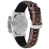 Citizen Men's Eco-Drive Weekender Brycen Chronograph Watch in Stainless Steel, Brown Leather strap, Ivory Dial (Model: CA0649-06X)