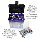 Storage and Tool Box-Durable Organizer Utility Box-4 Drawers with 19 Compartments Each for Hardware, Fish Tackle, Beads, and More by Stalwart (Purple)