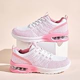 Women's Air Cushion Running Shoes Fashion Sneakers Women's Breathable Casual Walking Shoes Lightweight Soft Sole Tennis Shoes Indoor Outdoor Fitness Jogging Shoes Pink