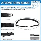 WarBull 2 Point Rifle Sling, QD Swivel Quick Adjust Gun Sling with HK Hook, Soft Shoulder Pad Tactical Rifle Sling for Rifle, Shotgun, Crossbow, Hunting and Outdoor Sports with Keychain Gift (Black)