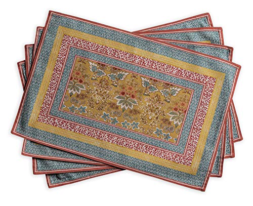 Maison d' Hermine Placemats Set of 4 100% Cotton Washable Cloth Place Mats, Reusable Table Mats for Kitchen Dining Decoration, Party, Wedding, Restaurant Spring/Summer (Marquise, 13" x 19")