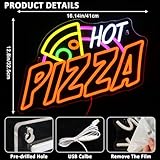 PMCVYH Pizza Neon Sign for Wall Decor, Hot Pizza Led Signs for Room, USB Dimmable Food Neon Lights for Pizzeria Kitchen Restaurant Bar Party Shops Hotel Store Business Pub