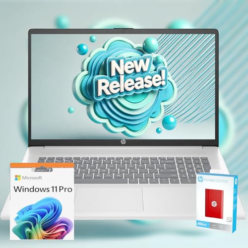 HP 2025 New 17 inch Laptop Computer • 64GB RAM • 2.5TB SSD (2TB PCIe SSD withHP P500 512GB Portable SSD) • AMD Ryzen 5 7430U 6-Cores Processor • Windows 11 Pro with Microsoft 365