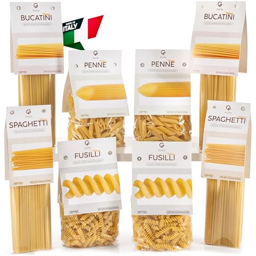 Gusta Bucatini Pasta Noodles Variety Pack - Premium Italian Pasta from Italy - Durum Wheat Semolina - Slow Drying - Non-GMO & Gourmet - Family Owned Brand - 17.64oz / 500g (8 Pack)