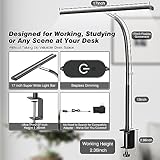 Airlonv LED Desk Lamp for Office Home, Eye-Caring Desk Light with Stepless Dimming Adjustable Flexible Gooseneck, 10W USB Adapter Desk Lamp with Clamp for Reading, Study, College Dorm Room Essentials