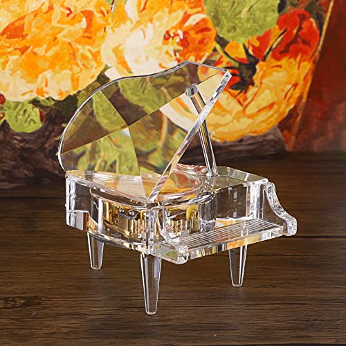 ELLDOO Crystal Music Box, Mechanical Clockwork Decorative Piano Musical Box,Transparent Piano Ornament Romantic Gift for Girl Women (Tune: for Elise)