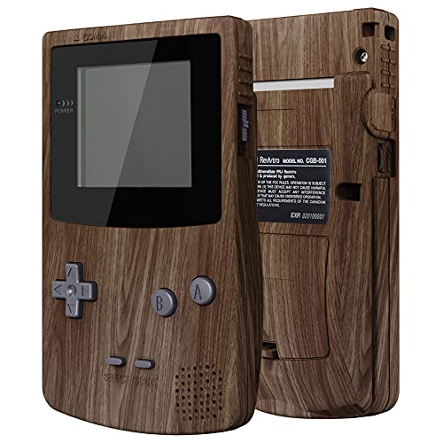 IPS Ready Upgraded eXtremeRate Wood Grain Replacement Shell Full Housing Cover & Black Screen Lens for Gameboy Color – Fit for GBC OSD IPS & Regular IPS & Standard LCD – Console & IPS Screen Without